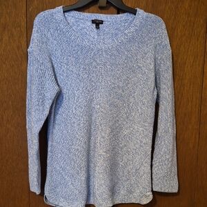Talbots Womens 100% Cotton Blue Merle Long Sleeve Sweater SZ L